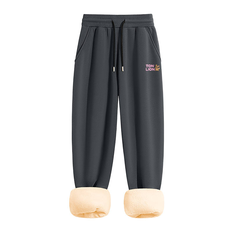 Tonlion Casual Pants Unisex Thickened And Fleece Lined Sweatpants