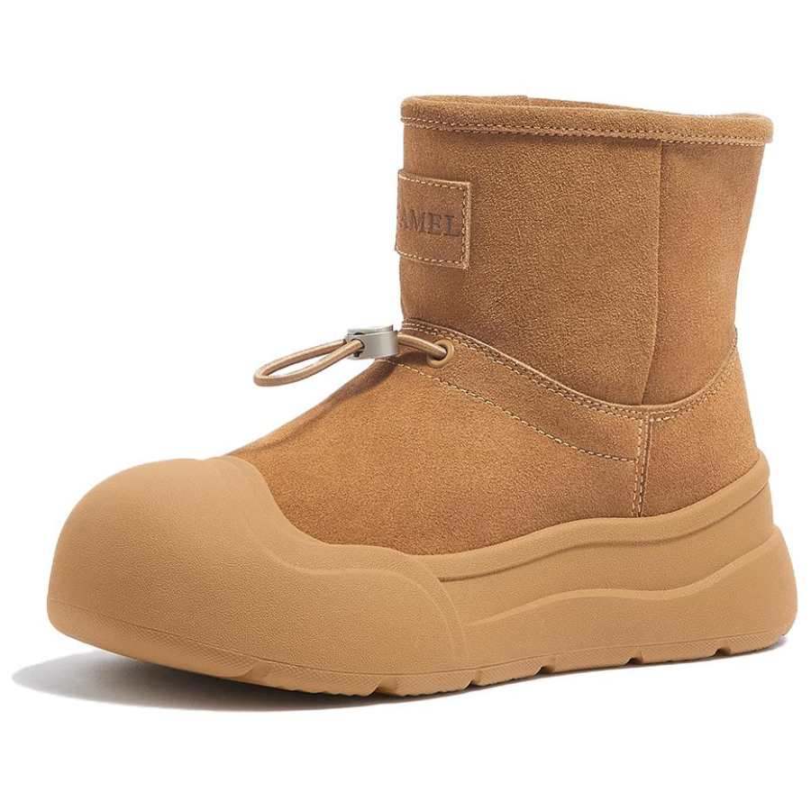 CAMEL Thermal Abrasion Resistant Fleece Lined Trendy Minimalist Style Short Snow Boots Women's