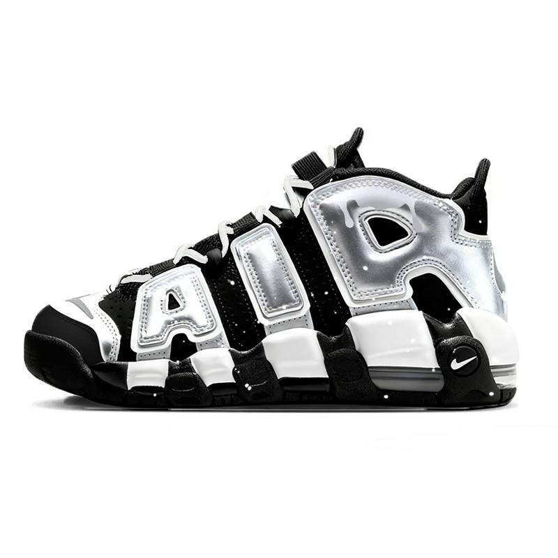 Nike Nike Air More Uptempo Silver Frost Ink Sweet, Comfortable Versatile Cushioning Mid top Vintage Basketball Shoes Women's