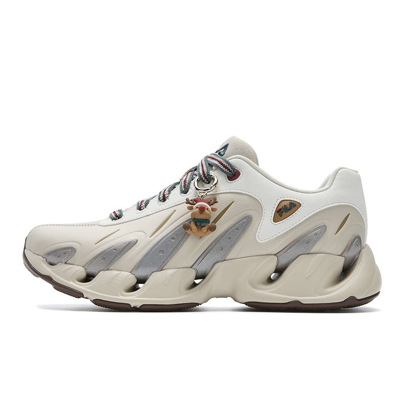 FILA VETTA Cushioning Abrasion Resistant Coverage Lightweight Low top Chunky Sneakers Men's White Brown
