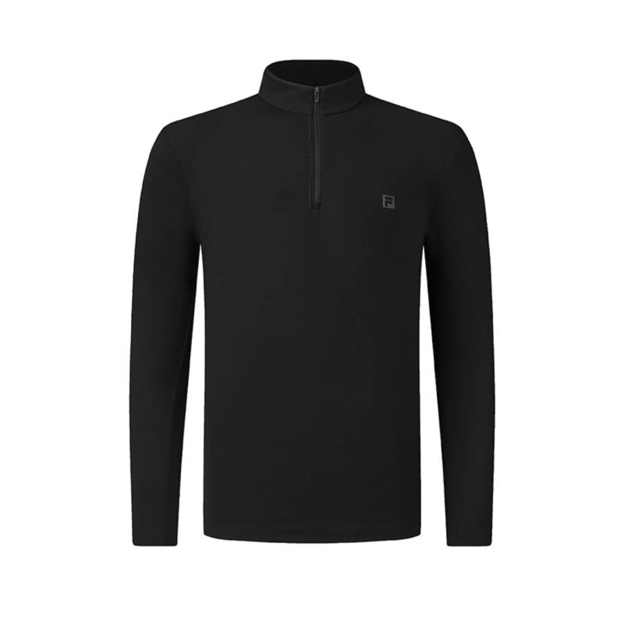FILA Golf T Shirts Men's Pitch Black BK Stand Collar Moderate Straight Fit