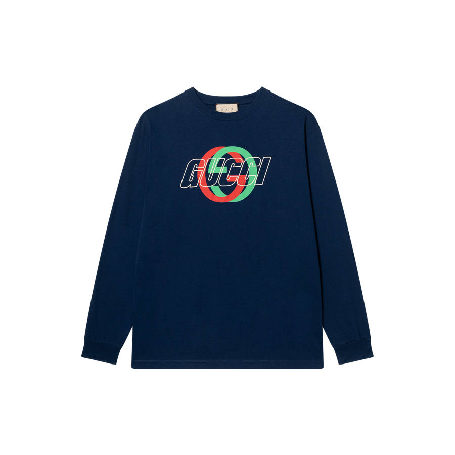 GUCCI Logo Printed Long Sleeve T Shirt