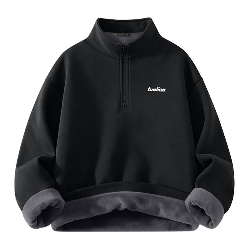 Tonlion Sweatshirts Unisex Stand Collar Thickened Regular