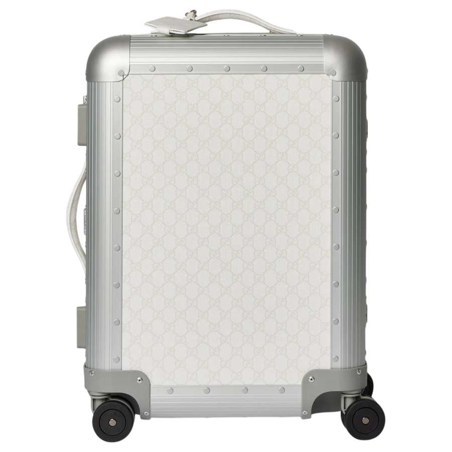 GUCCI GG Supreme Canvas Trolley Bag 22 Inch Unisex Silver & White