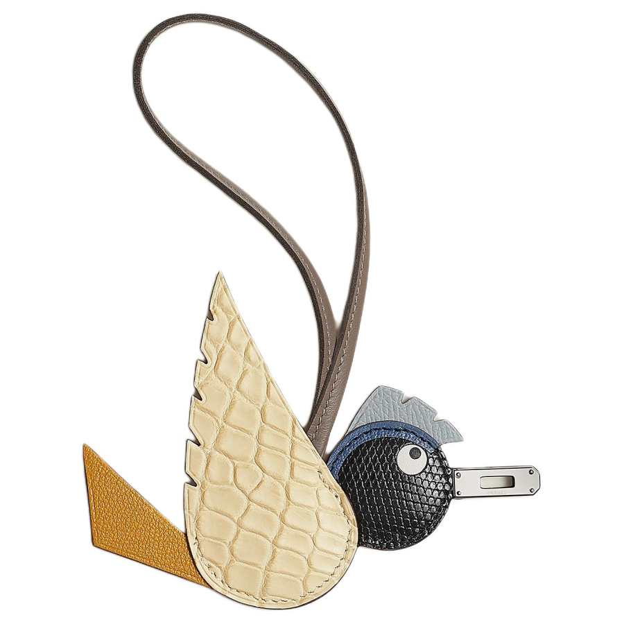 HERMES Birdy Epsom Calfskin Bag Accessory Unisex Vanilla & Amber Yellow & Black