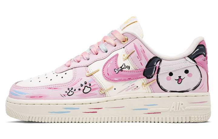 Nike Nike Air Force 1 Happiness Puppy Lightweight Low top Skateboard Shoes Women's White Pink