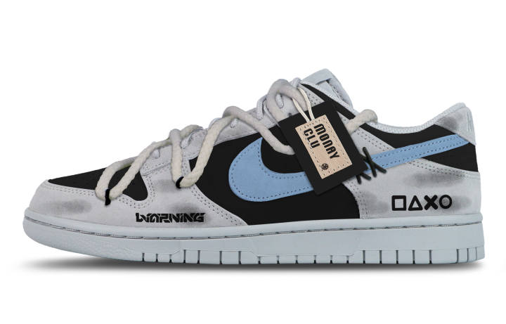 Nike Nike Dunk Abrasion Resistant Abrasion Resistant Low top Skateboard Shoes Unisex Black Gray Blue