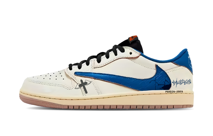 Jordan Travis Scott x Jordan Air Jordan 1 Travis Scott X AJ1 Cushioning Abrasion Resistant Cushioning, Wear Resistant Low top