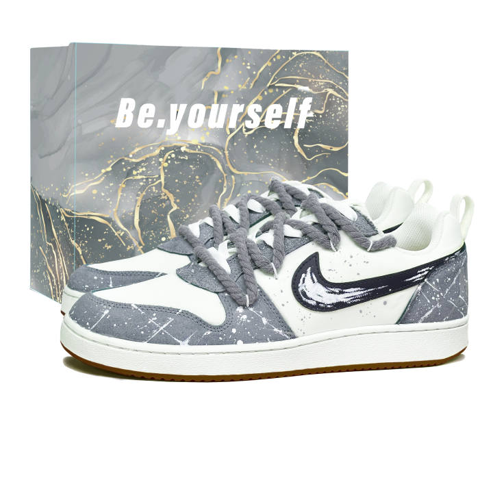 Nike Nike Court Borough Snow Meteorite Abrasion Resistant Low top Skateboard Shoes Men's White Gray