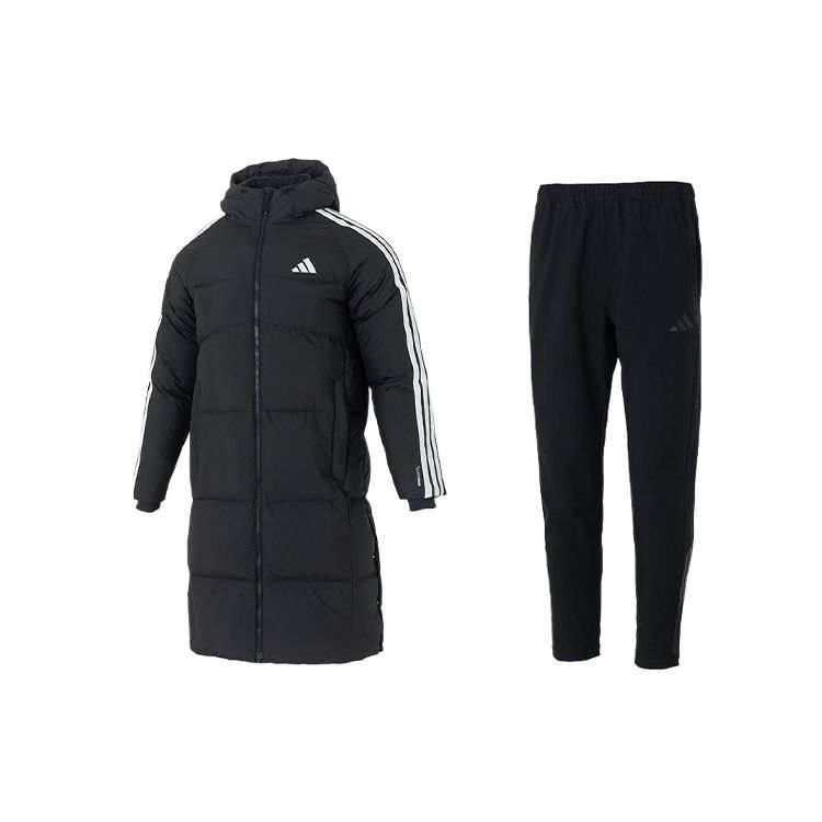 Adidas Adidas Casual Sportswear Men's Set Black Top+Black Bottom Hooded Moderate