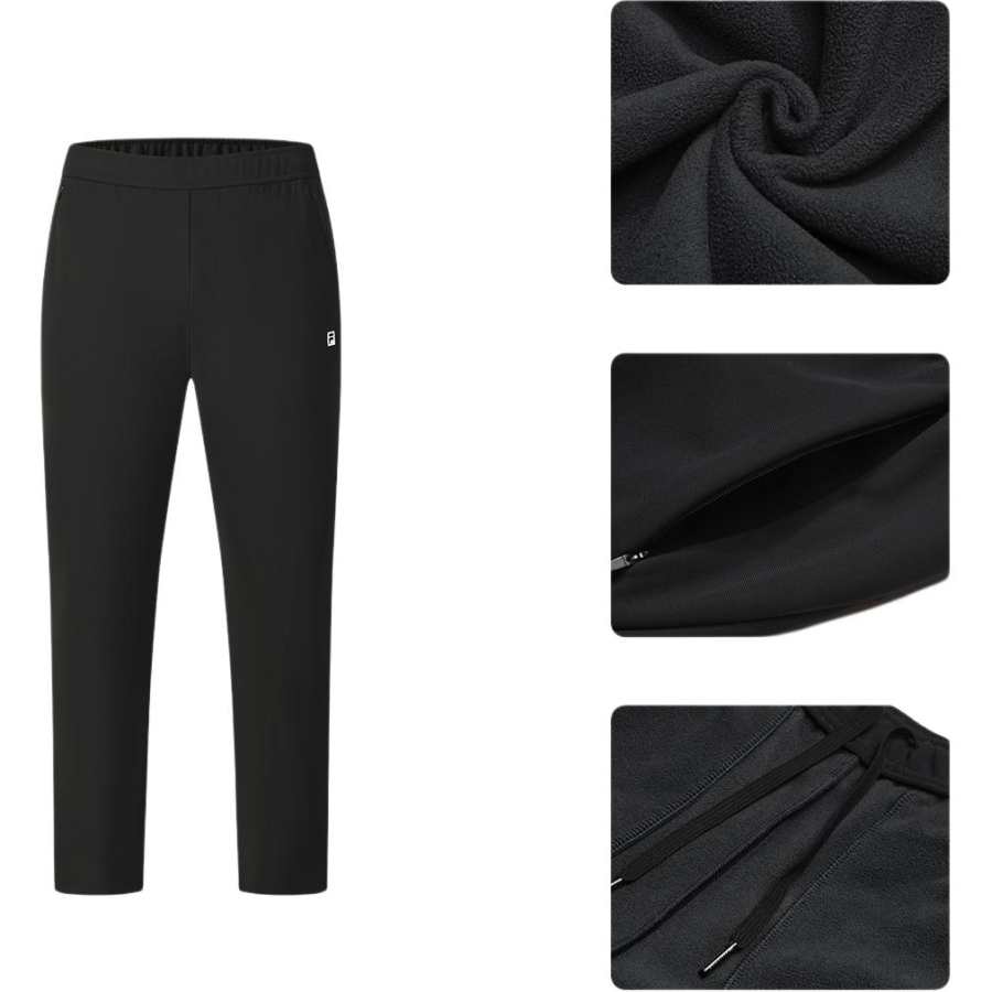 FILA Knitted Sweatpants Men's Pitch Black Moderate Straight Fit Pants
