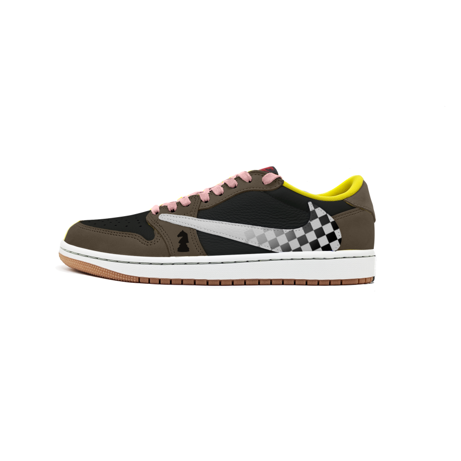 Jordan Travis Scott x Jordan Air Jordan 1 Brown Chocolate Synthetic Leather, Leather Versatile Cushioning, Wear Resistant