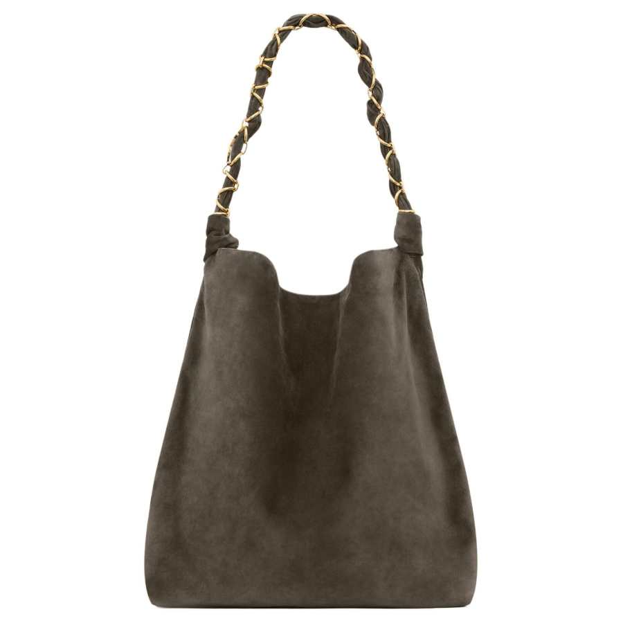 SAINT LAURENT Cow Split Leather Shoulder Bag Women's Light Musk
