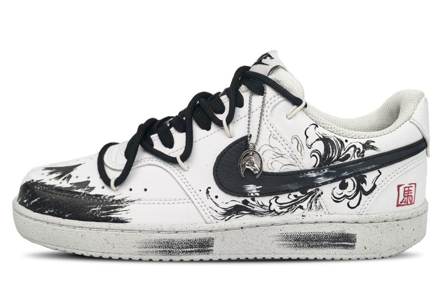 Nike Nike Court Vision 1 Horse Year, Wave Treading Shadow Chase, Ink Wash Abrasion Resistant Low top Skateboard Shoes Men's