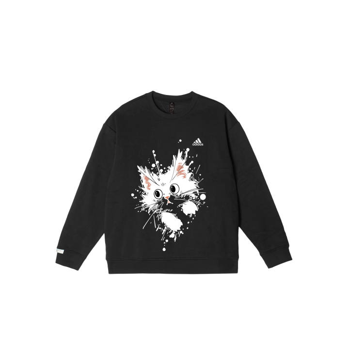 Adidas Adidas LABEL Sweatshirts Unisex Black Crew Neck Moderate