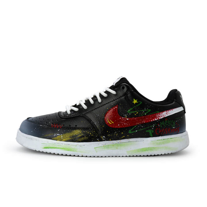 Nike Nike Court Vision 1 Christmas Tree Abrasion Resistant Low top Skateboard Shoes Men's Red