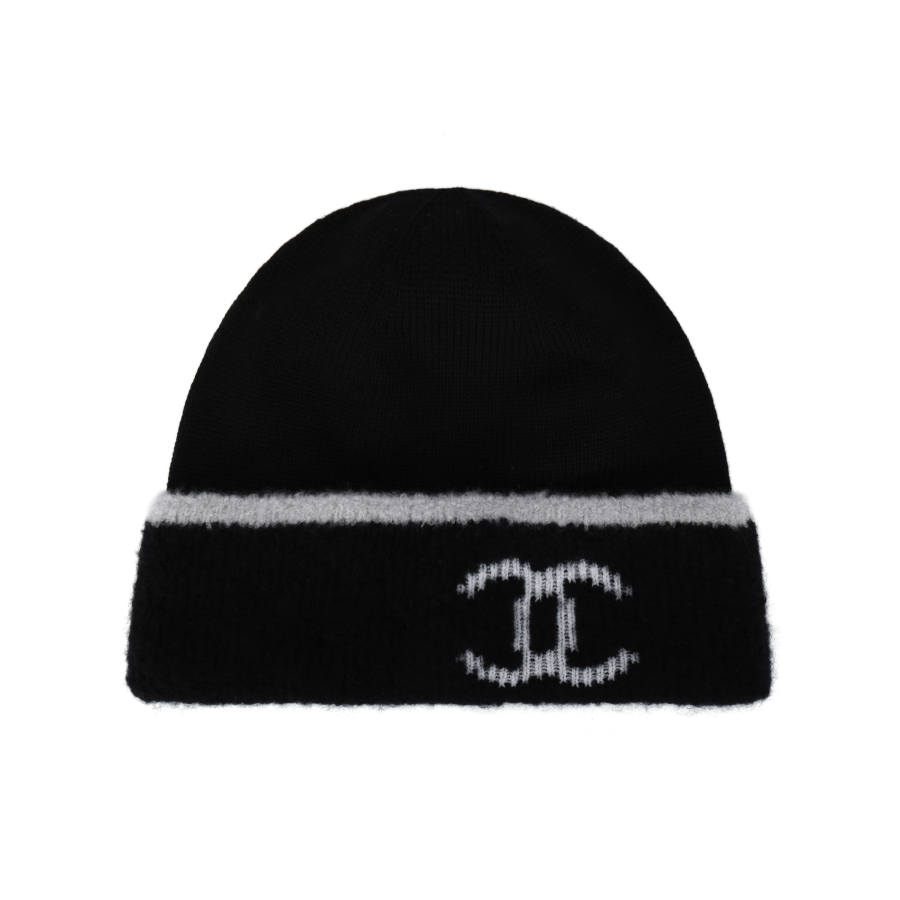 CHANEL CHANEL Brand Logo Wool Beanies Unisex Black