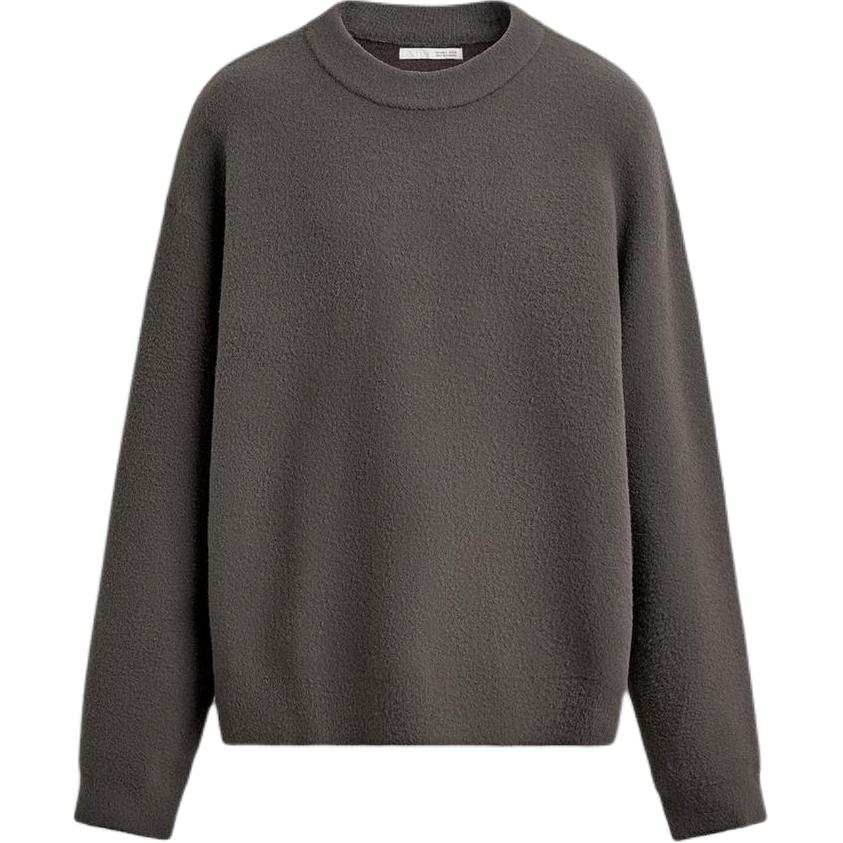 ZARA Knitwear Men's Dark Taupe Crew Neck Moderate