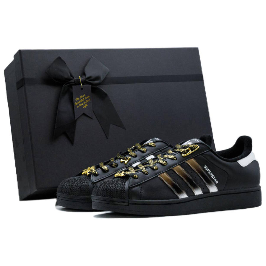 Adidas Originals Superstar 2 Golden Logo Box Leather Abrasion Resistant Slip Resistant Breathable Low top