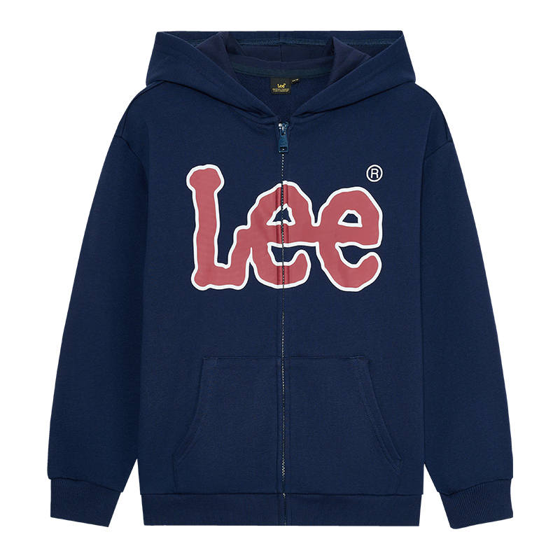 LEE KIDS Sweatshirt Hooded Cardigan Fashion Thickened And Fleece Lined Thermal Teenagers