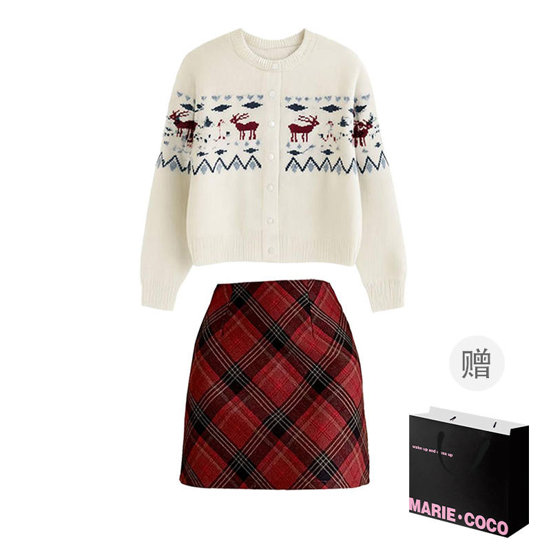 MARIE·COCO Two Piece Skirt Sets Women's Crew Neck Moderate Short