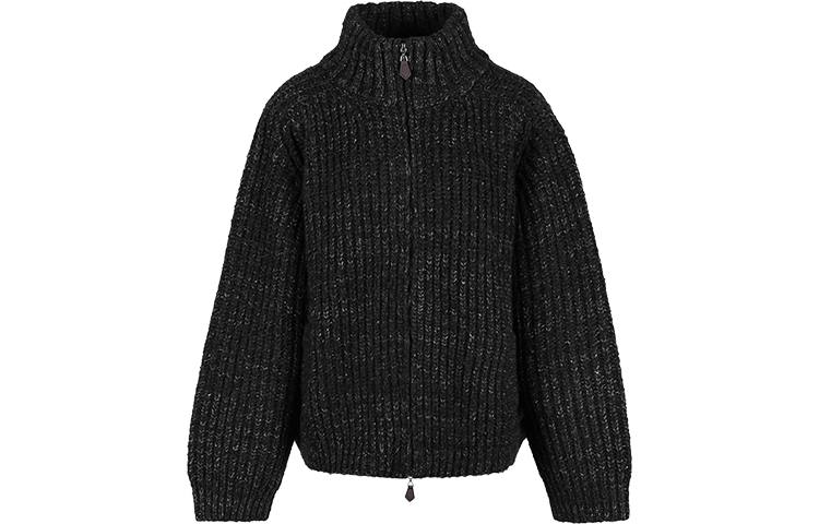 URBAN REVIVO Knitwear Men's Medium Gray Heather Gray Stand Collar Thickened Cardigan