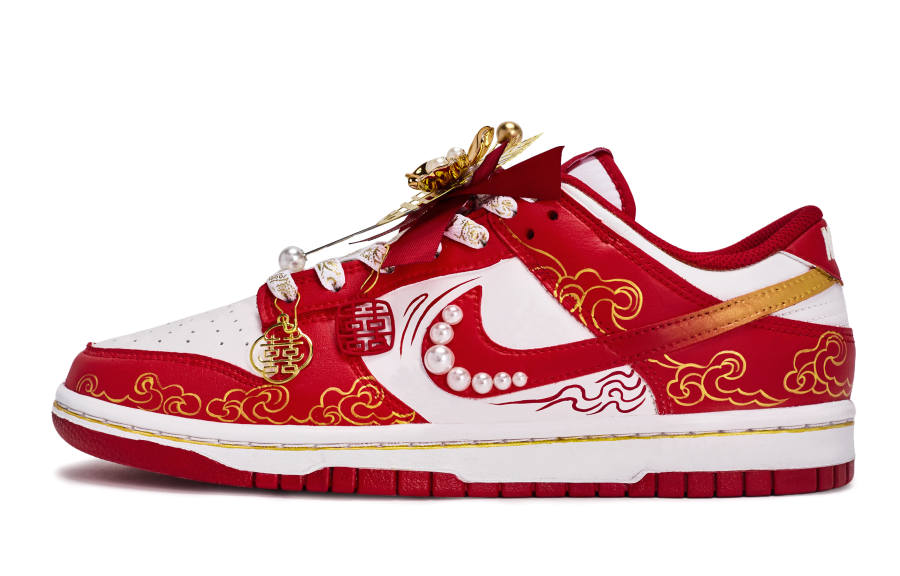 Nike Nike Dunk Walking Planet, Roll on Bead Walk Low top Skateboard Shoes Unisex White Red Gold