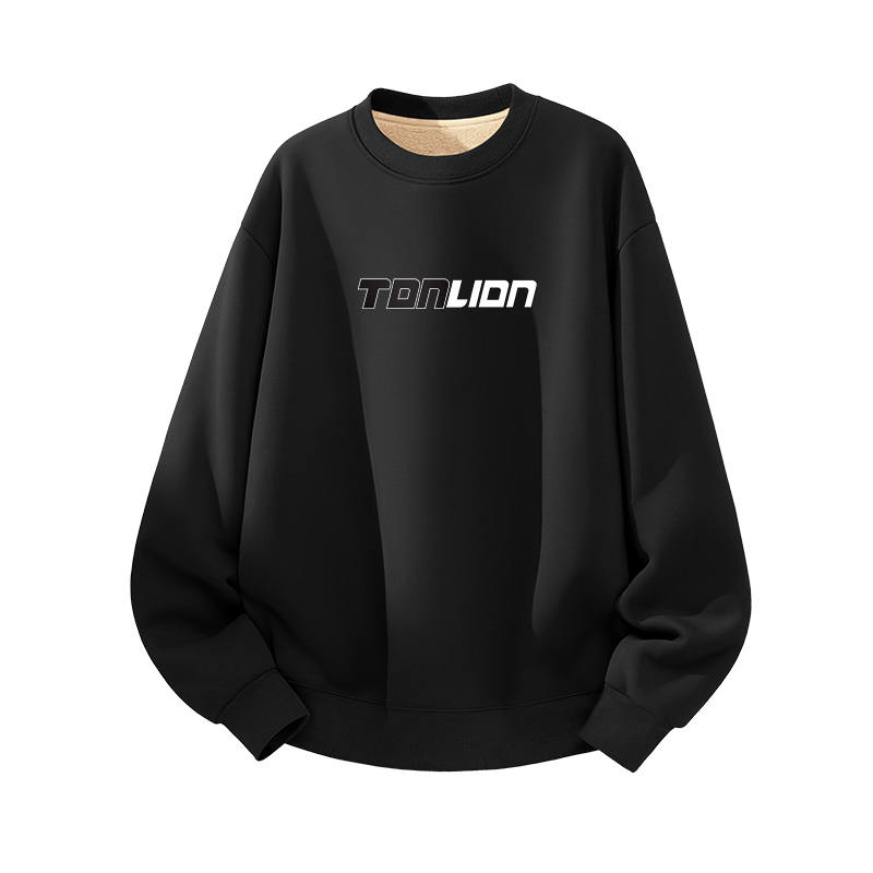 Tonlion Sweatshirts Unisex Crew Neck Thickened Regular