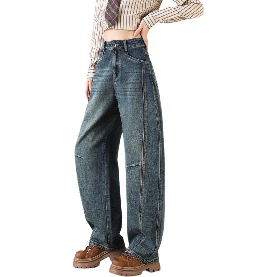 Tonlion Jeans Women's Vintage Blue Moderate Wide Leg Pants