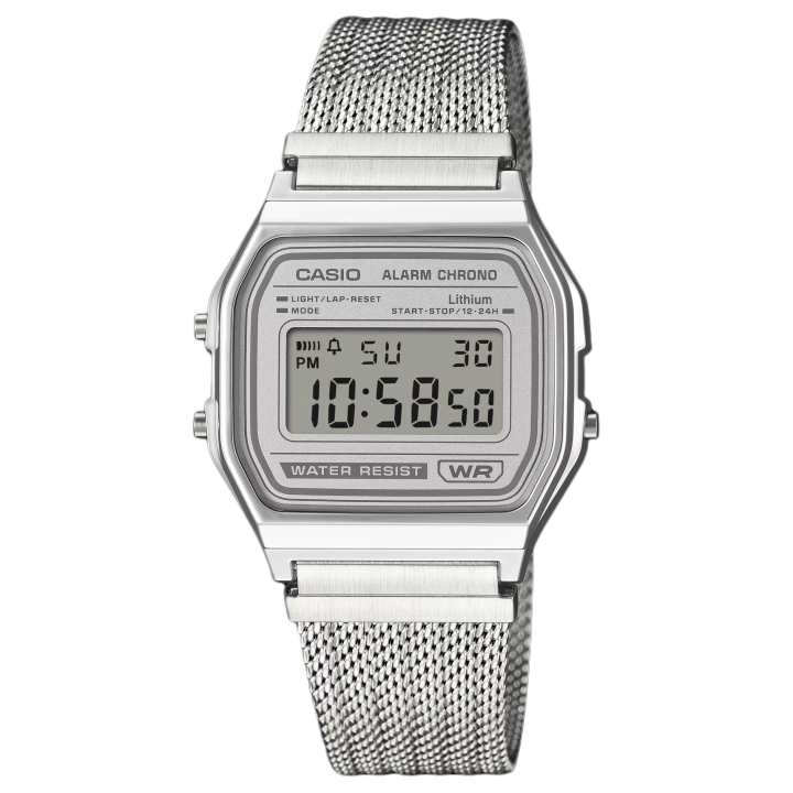 CASIO CASIO VINTAGE Small Silver Block Quartz Movement Stainless Steel Strap Watch Unisex Gray Dial