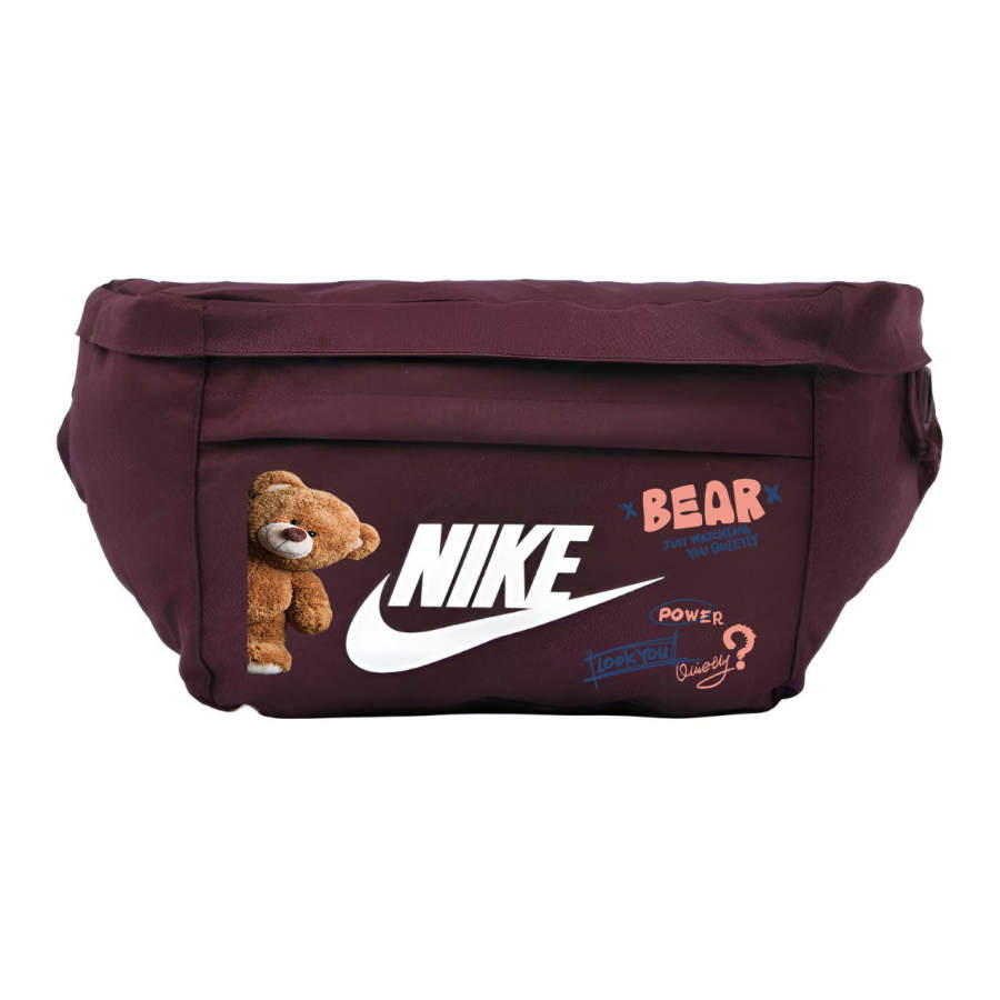 Nike Nike Fabric Patterned Print Fanny Pack Crossbody Bag Regular Unisex Burgundy
