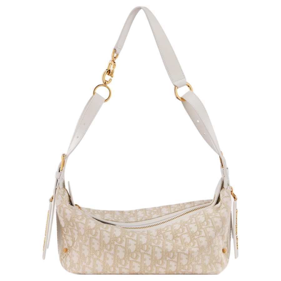 DIOR D Journey Fabric With Cow Leather Shoulder Bag Small Women's Gold