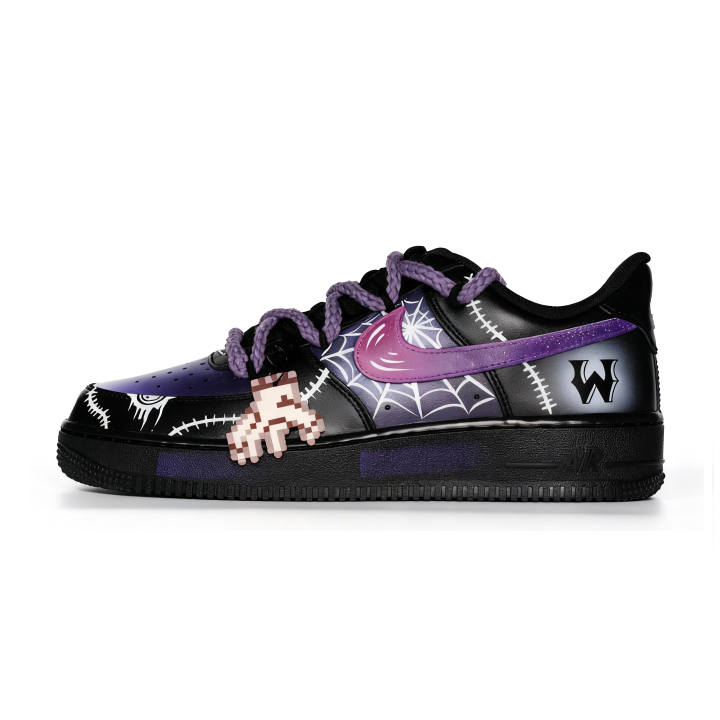 Nike Nike Air Force 1 Dark Night Mystery, Wednesday, Witch Abrasion Resistant Abrasion Resistant Low top Skateboard Shoes