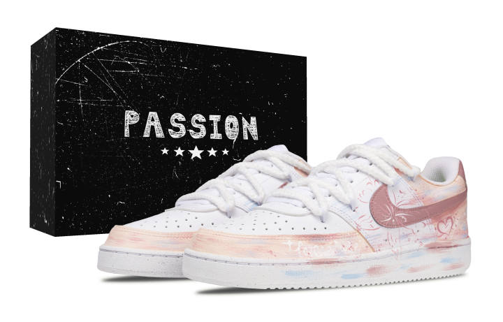 Nike Nike Court Vision 1 First Love Synthetic Leather Coverage Cushioning Abrasion Resistant
