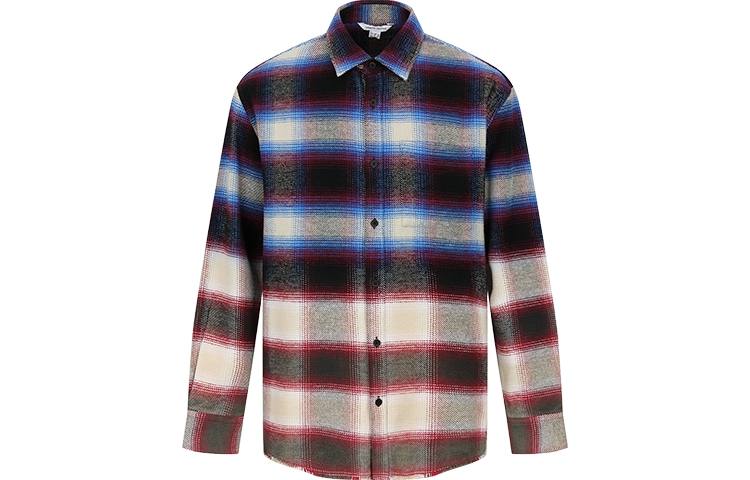 URBAN REVIVO Shirts Men's Pink Blue Plaid Lapel Moderate