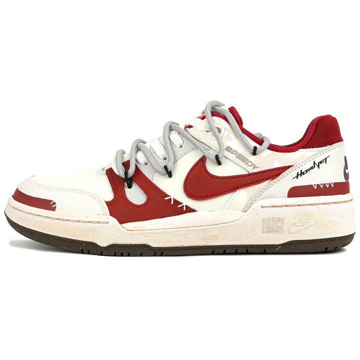 Nike Nike Full Force Abrasion Resistant Abrasion Resistant Low top Skateboard Shoes Unisex White Red