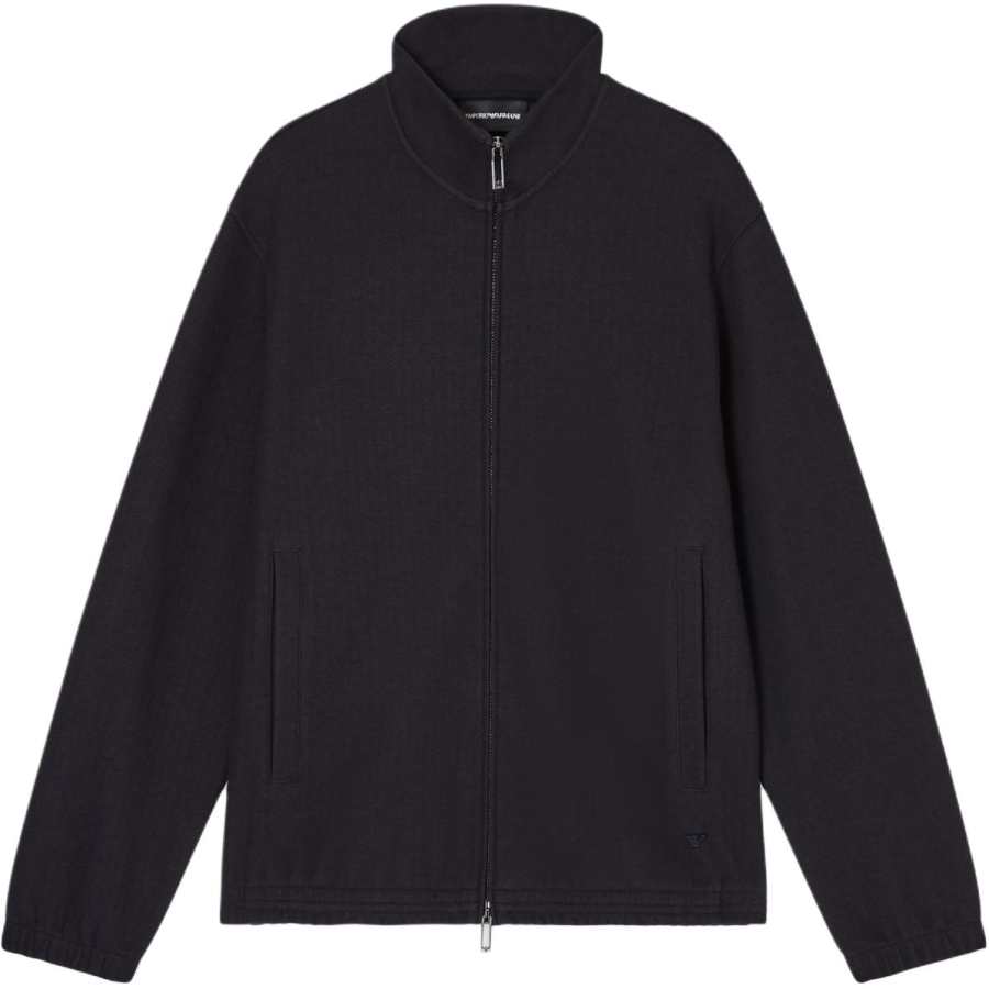 Emporio Armani Full-zip sweatshirt in a Lyocell-blend jacquard interlock jersey