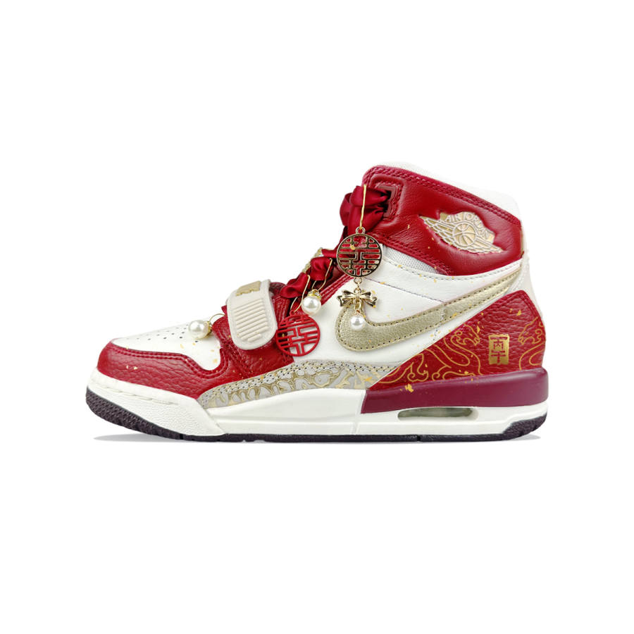 Jordan Jordan Legacy 312 Abrasion Resistant High top Basketball Shoes Unisex Ecru Gold