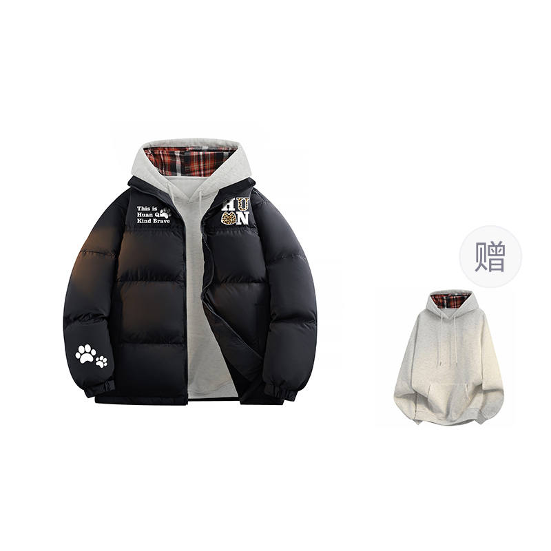 HUANQIU Down Jackets Unisex Stand Collar Thickened Puffer Jacket