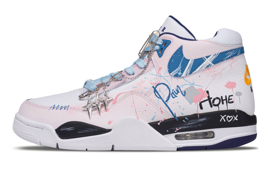 Nike Nike Flight Legacy Pink Cherry Blossom Building Blocks Abrasion Resistant Mid top Vintage Basketball Shoes Men's