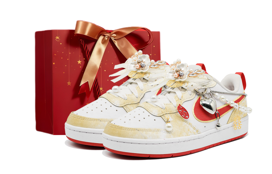 Nike Nike Court Borough 2 Skateboard Shoes Women's Low Top White/Red/Gold