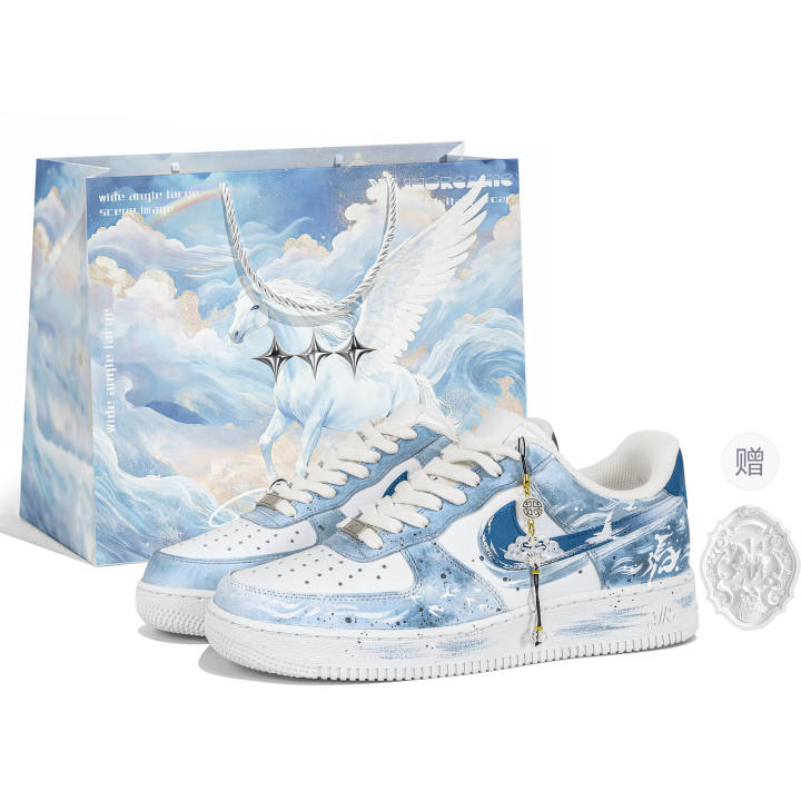 Nike Nike Air Force 1 Gray Feather Horse, Special Shoe Box, Design Feel, Blended, Mysterious Hand Drawn Distressed