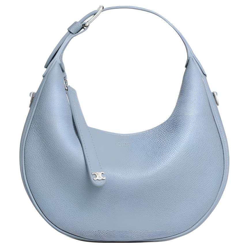 CELINE LULU Calfskin Suede One Shoulder Handbag Women's Blue