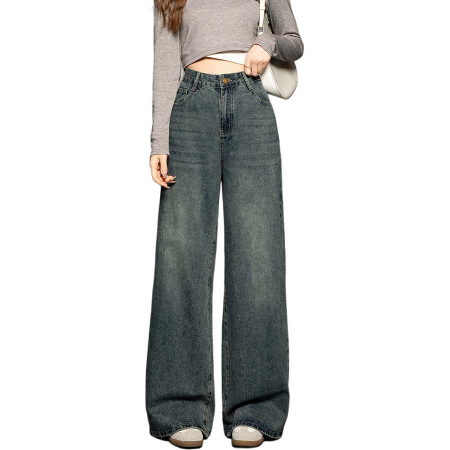 Tonlion Jeans Women's Vintage Blue Moderate Wide Leg Pants