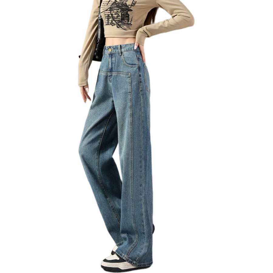 Tonlion Jeans Women's Dark Blue Moderate Wide Leg Pants