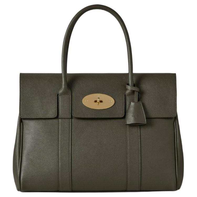 Mulberry Cow Leather Handbag Unisex Green