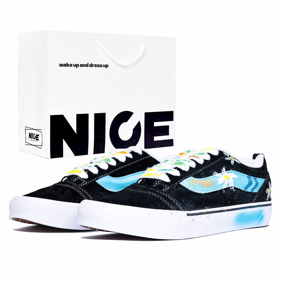 Vans Knu Skool Abrasion Resistant Low top Skateboard Shoes Unisex Blue Multicolor
