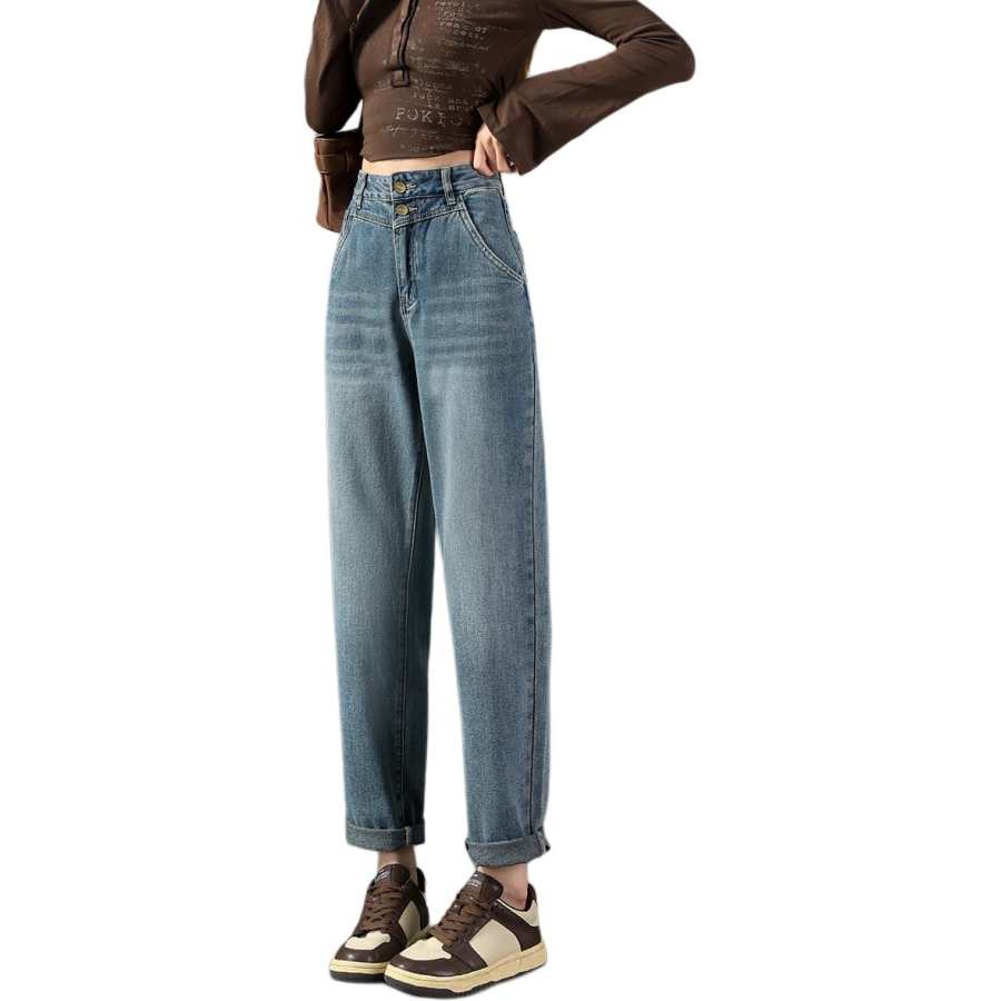 Tonlion Jeans Women's Vintage Blue Moderate Harem Pants