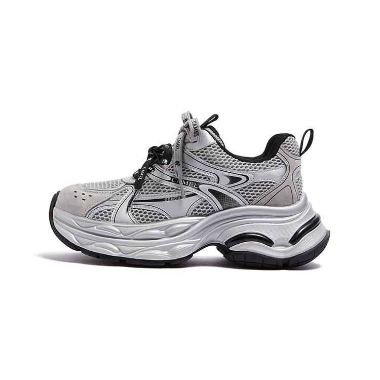 CAMEL CAMEL Chunky Sneakers Women's Low Top Silver, Gray, Black