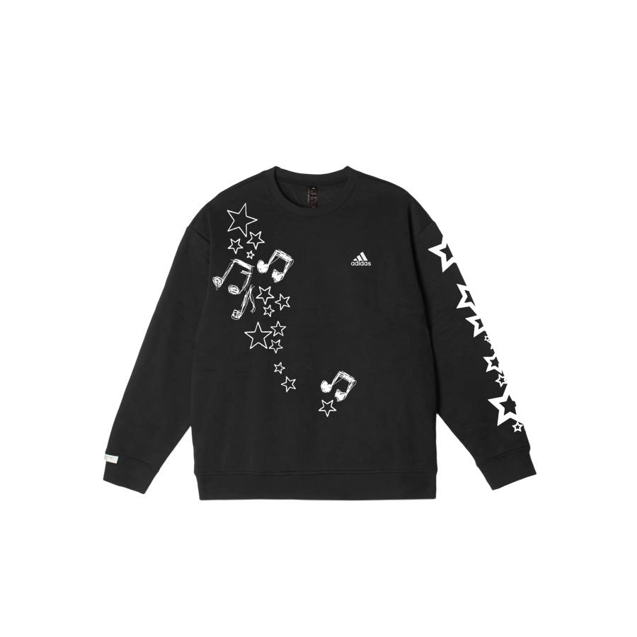 Adidas Adidas LABEL Sweatshirts Unisex Black Crew Neck Moderate